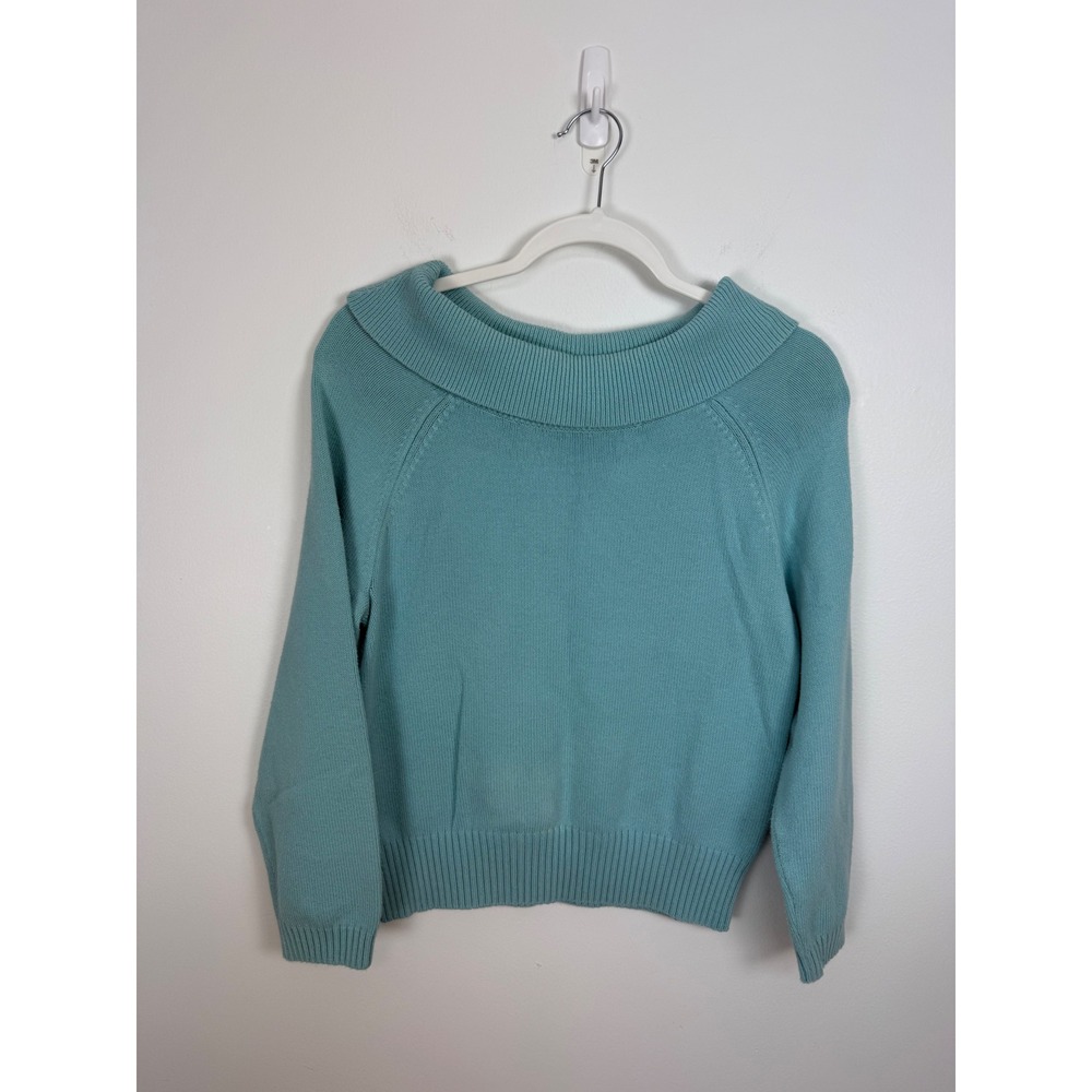 Hasting & Smith Petites Turquoise Blue Portrait Collar Knit Sweater Size PL